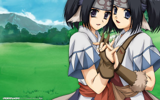 Anime characters hugging field grass 2 - a field of grass and trees free wallpaper