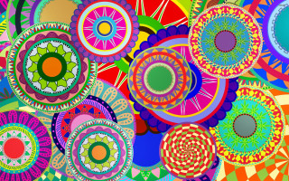 Colorful background circular objects center - the center of the image free wallpaper