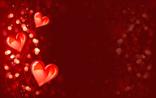 Red background hearts lights bubbles - heart free wallpaper