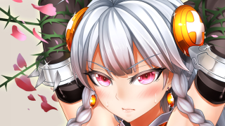 Woman white hair headphones flower 2 - a background free wallpaper for desktop