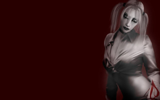 Woman white dress red tie - dark background free wallpaper for desktop