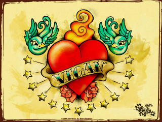 Heart birds banner ta tat - tattoo free wallpaper for desktop
