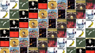 Collage colored records man woman - a collage free wallpaper