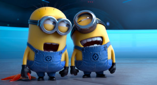 Minions standing together despicable me - cute free wallpaper
