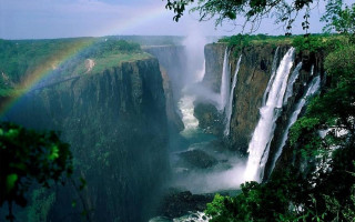 Rainbow waterfall jungle africa nature 2 - free landscape wallpaper