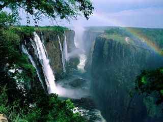 Rainbow waterfall jungle africa nature 3 - a rainbow free wallpaper