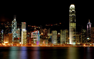 City skyline night lights water 9 - a body of water in front free wallpaper for desktop