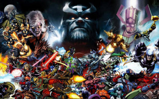 Cartoon characters group black red - a group together free wallpaper for desktop