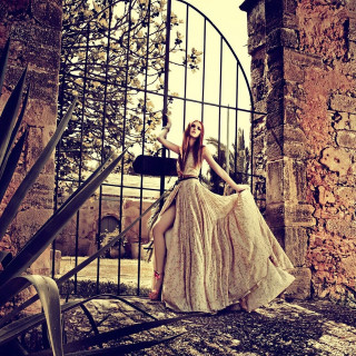 Woman dress stairs dog lap - american barbizon school free wallpaper for tablet