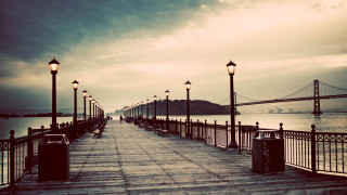 Pier light pole street lamps - free beach wallpaper for desktop