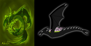 Green dragon black tail glowing - a black tail free wallpaper