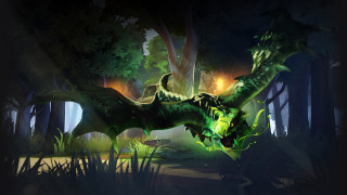 Green dragon forest trees grass - splash art free wallpaper for desktop
