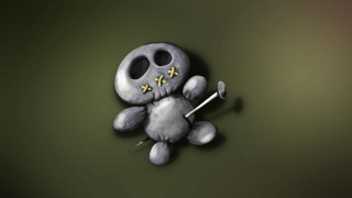 Cartoon character screwdriver skull chest - his hand and a skull free wallpaper