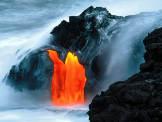 Lava flow ocean rock lava - a large rock free wallpaper for desktop