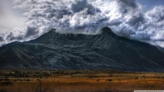 Mountain tall peak cloudy sky - matte painting free wallpaper