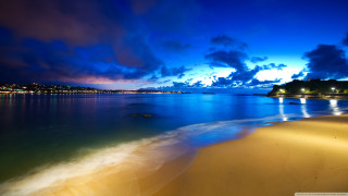 Beach water city night clouds - david martin free wallpaper for desktop