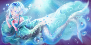 Mermaid blue dress white hair - a white hair free wallpaper