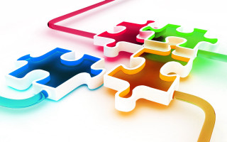 Puzzle pieces overlapping white surface - ernő rubik free wallpaper