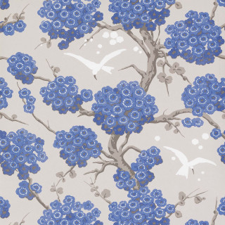 Blue white flowered wallpaper birds - free spring wallpaper for tablet