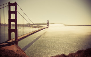 Golden gate bridge hill fog - fog free wallpaper