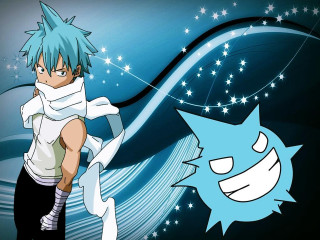 Cartoon character blue hair white 3 - a smiling face free wallpaper
