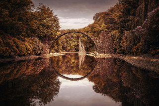 Bridge river trees bushes reflection - a bridge over a river free wallpaper