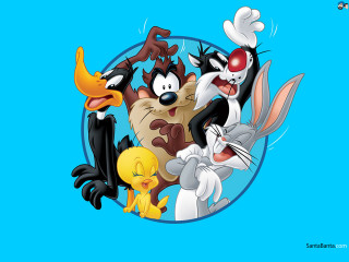 Cartoon characters circle blue background 4 - a circle free wallpaper