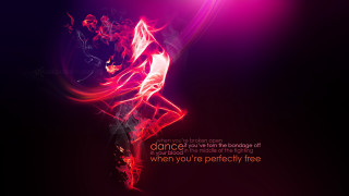 Woman dancing purple background quote - youre free wallpaper
