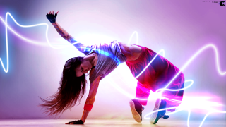 Woman dance neon lights purple - a white light free wallpaper