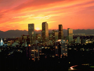 City skyline sunset red sky - bob ross free wallpaper for desktop