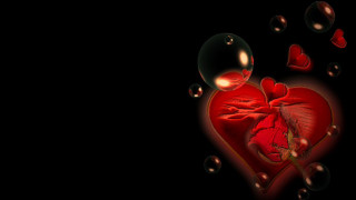 Heart bubbles black background red 2 - bubble free wallpaper for desktop