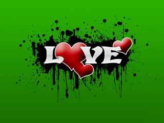 Green background red heart love 3 - a green background free wallpaper for desktop