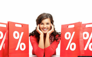 Woman sitting red bags percentage - superflat free wallpaper