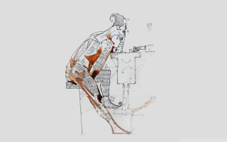 Man sitting table laptop side - michael kaluta free wallpaper