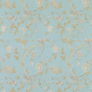 Blue wallpaper floral design bird - the top of the wall free wallpaper