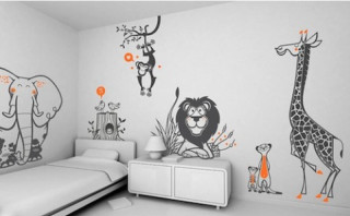 Bedroom bed giraffe wall mural 2 - a zebra free wallpaper