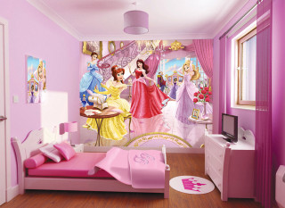 Bedroom pink bed princess mural - a pink bed free wallpaper