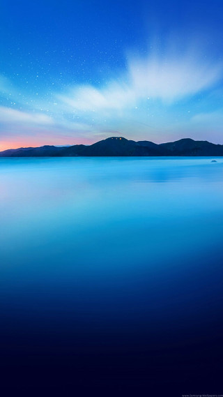 Beautiful blue ocean mountain star - free sunset wallpaper