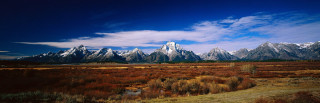 Field river mountains blue sky - a river and mountains free wallpaper