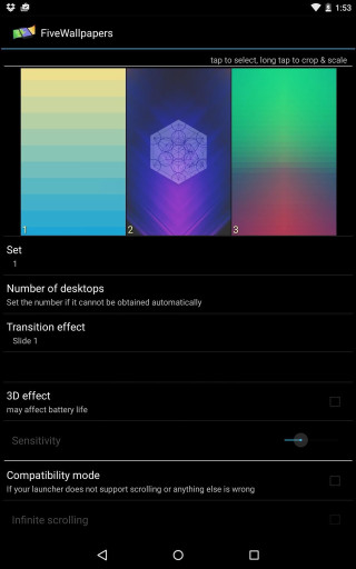 Cell phone multiple screens display - different free wallpaper for mobile