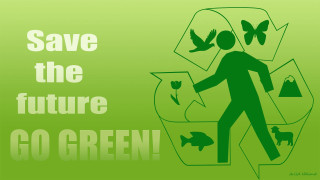 Green poster person fish recycler - a message free wallpaper for desktop