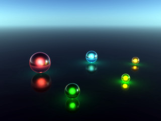Colored balls black surface blue 2 - a black surface free wallpaper for desktop