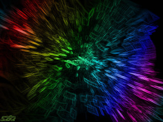 Colorful abstract rainbow object black - a white border free wallpaper