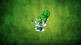 Green wall fist breaking background - a fist free wallpaper