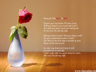 Rose vase poem tabletop lightbrown - brown background free wallpaper