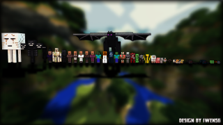 Minecraft people bat flying group - over them free wallpaper for desktop