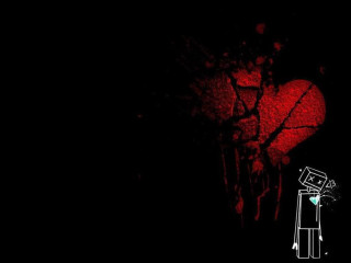 Red heart dark person knife - banksy free wallpaper