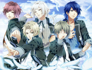 Anime characters cloudy sky stars 3 - a group of anime characters free wallpaper