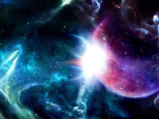 Colorful space scene star planet 2 - a colorful space scene free wallpaper