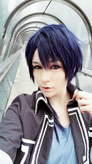 Blue hair jacket cosplay glass - a picture in front free wallpaper for mobile